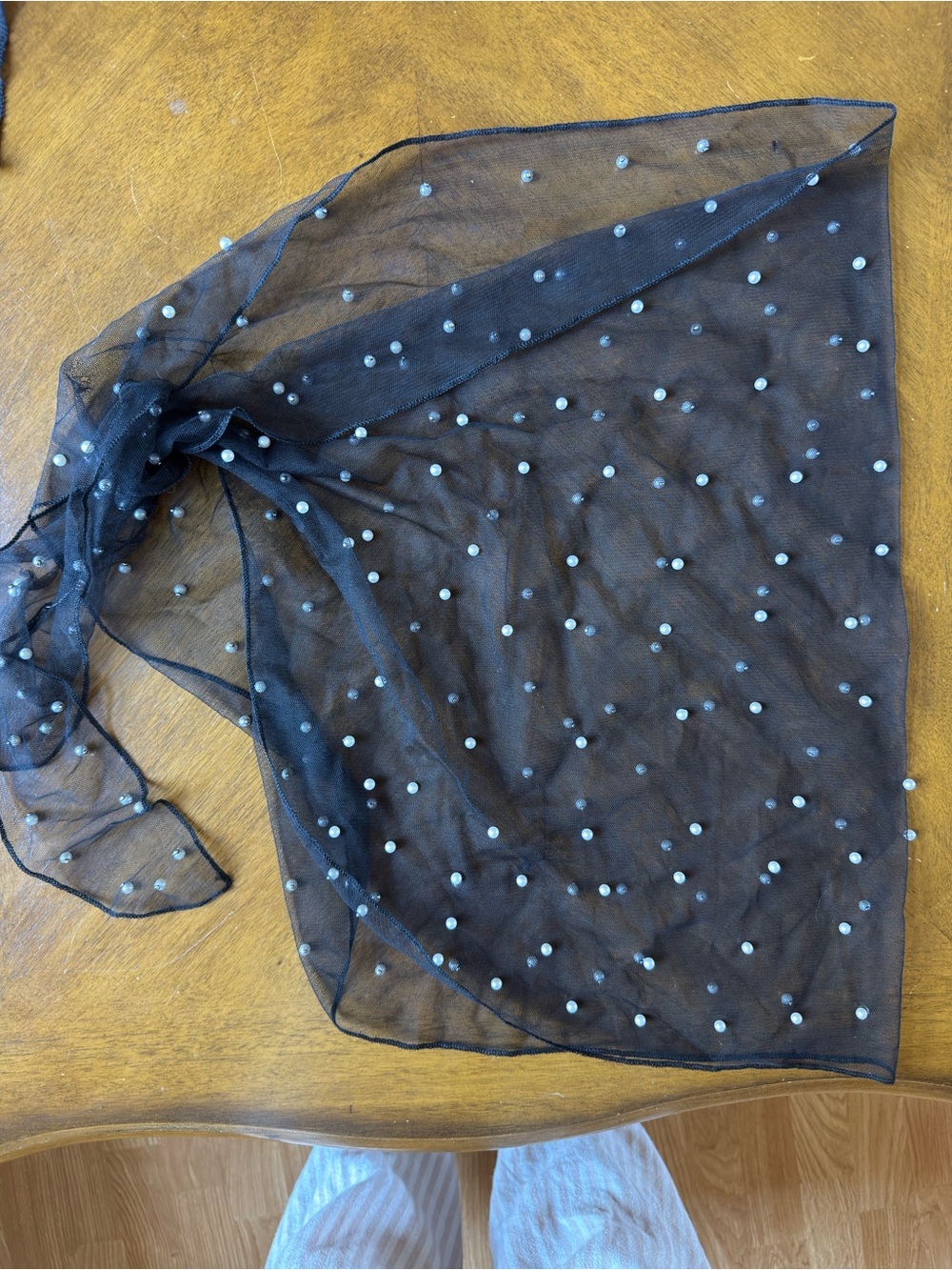 Sheer Black Swimsuit Coverup by it’s Pearl details